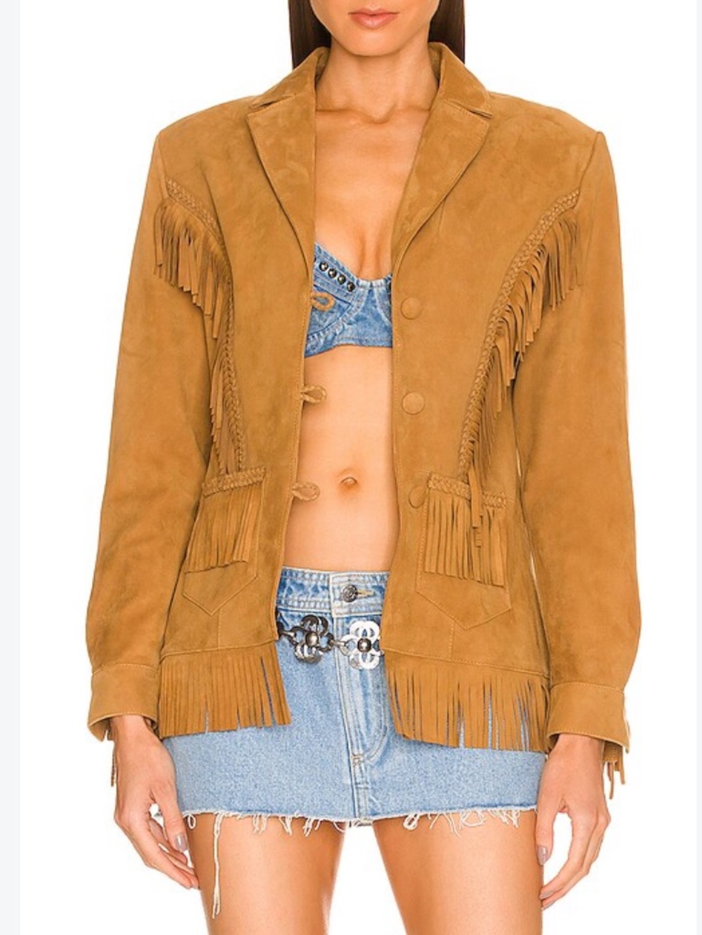 NWT Dundas x Revolve Fringe Leather Jacket